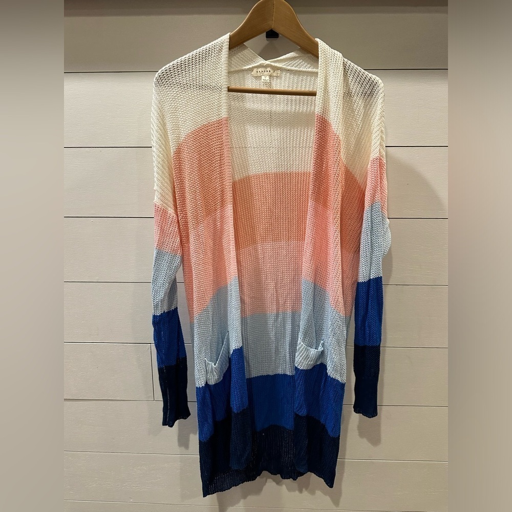 Reborn J Cream and Pink Cardigan Sweater- size Large